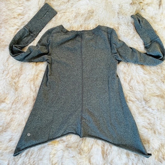 Lululemon Tea Lounge Pullover Heathered Coal Sharkbite Sweatshirt Thumbhole - Picture 7 of 7